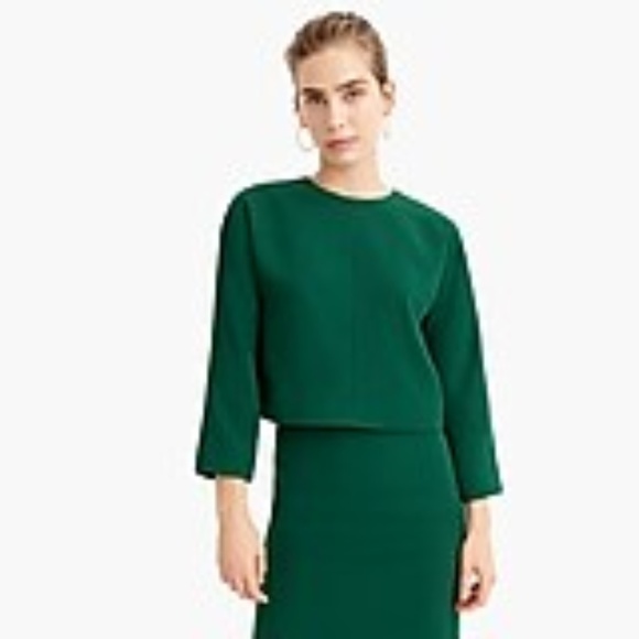 NWT J. Crew Cropped long-sleeve top, 365 crepe, 0 - Picture 2 of 6